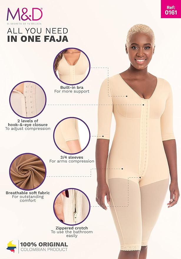 M&D Full Body Faja for Women | Fajas Colombianas Moldeadoras Post Surgery – Stage 2 Faja for Tummy Tuck, Lipo 360 & BBL-StrideForce Fitness