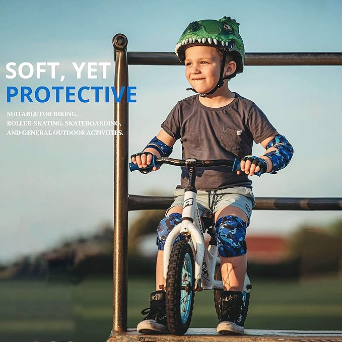 Soft-Style Kids Knee and Elbow Pads with Bike Gloves, Flexible Impact-Resistant Gear for Ages 2-11, Designed for Balance Bikes, Roller-Skating, and Skateboarding-StrideForce Fitness