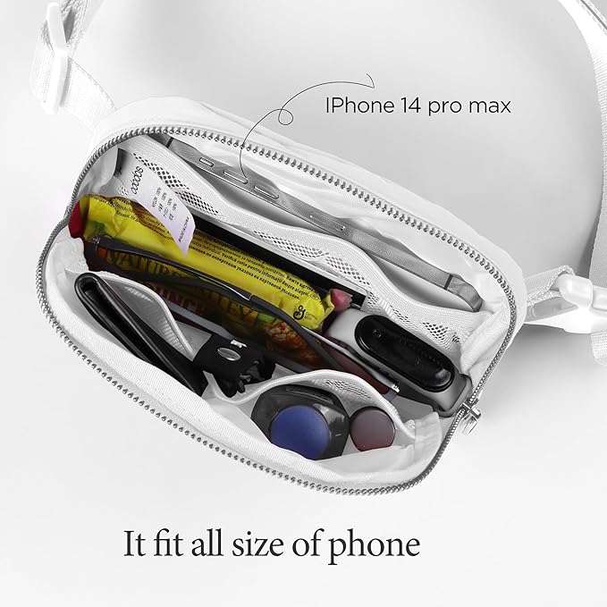 ODODOS Unisex Mini Belt Bag with Adjustable Strap Small Fanny Pack for Workout Running Traveling Hiking, White-StrideForce Fitness