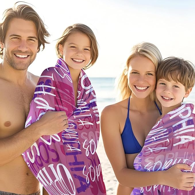 JML Personalized Beach Towel with Name, Custom Beach Towel with Name, Customized Microfiber Pool Towel, Quick Dry & Absorbent Swim Towel for Adult,Anniversary, Birthday, Summer Holiday,Vacation-StrideForce Fitness