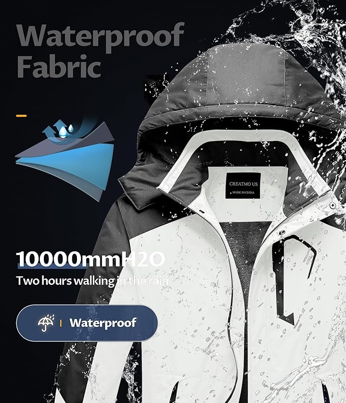 CREATMO US Men's Mountain Waterproof Ski Jacket - Windproof Snowboarding Warm Winter Coat Raincoat-StrideForce Fitness