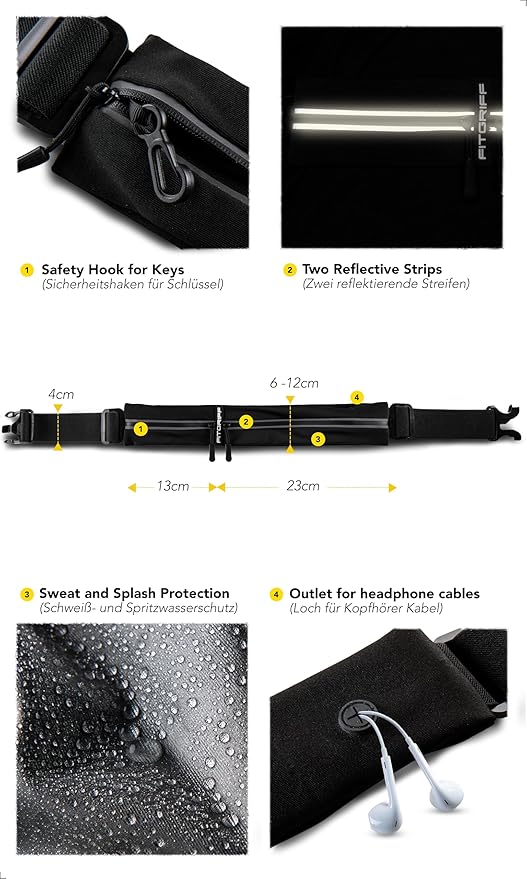 Fitgriff® Running Belt for Men & Women - Secure Jogging Pouch for Phone, Keys & Essentials - For All Cell Phones-StrideForce Fitness