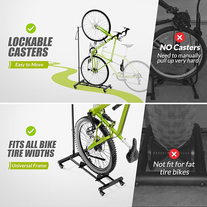 Vertical Bike Parking Stand - Adjustable Height for 29" Wheels, Space-Saving & Freestanding Bike Rack for MTB/Road Bikes,No-Drill Installation Indoor Bike Storage for Apartments & Garages-StrideForce Fitness