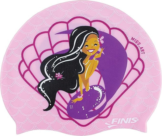 FINIS Mermaid Kids Swim Cap - 100% Silicone - Fun Prints - Universal Fit - Chlorine Protection-StrideForce Fitness