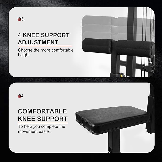 LAT All-in-one Machine with High and Low Pulley Station, LAT PullDown and LAT Row Cable Machine, LAT Tower with Adjustable Leg Support for Home Gym Total Body Training-StrideForce Fitness