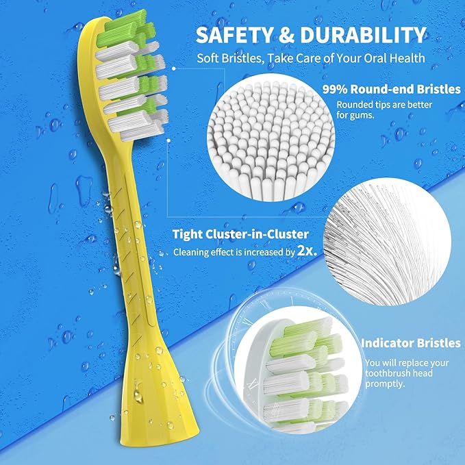 Toothbrush Replacement Heads Compatible with Philips One Series Sonicare Battery Toothbrush BH1022/02, 10 Pack Replacement Heads, Soft Bristles, Mango