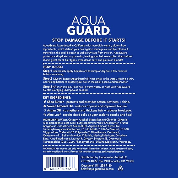 AQUA GUARD Pre-Swim Hair Defense | No More Swim Hair | Prevents Chlorine Damage + Softens Hair While Swimming | Made in California | Color Safe, Leaves Hair Smelling Great | 5.3 oz (2 Pack)-StrideForce Fitness