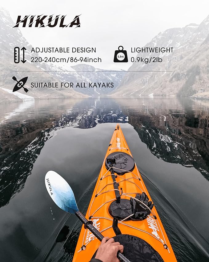 Adjustable Kayak Paddle with Carbon Shaft and PP Blade Available in 220-230/220-240/230-250cm Floating Lightweight Kayak Oars with Original Pattern-StrideForce Fitness