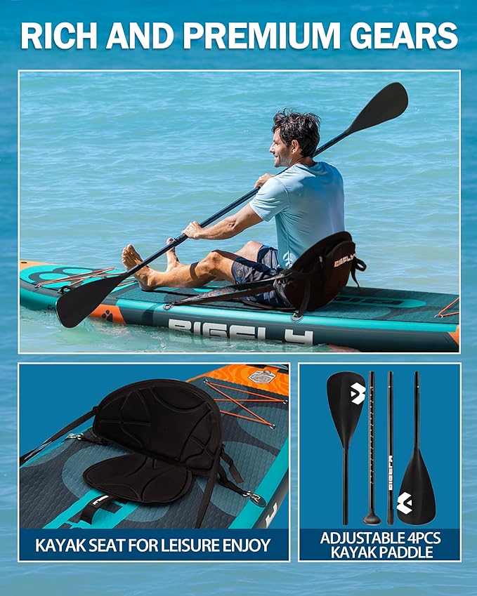 Bigfly 11'6×35" Super Wide Inflatable Stand Up Paddle Board, Ultra Stable Wide SUP for 2+1 People/Family/Big Size, 100L Backpack, All-Round Sup Board, US Big Fin-StrideForce Fitness