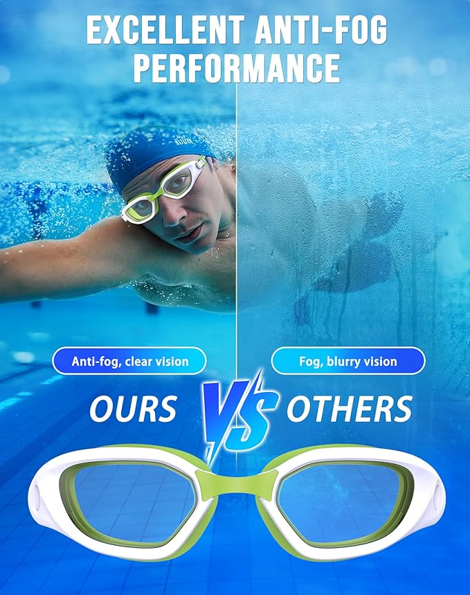 Swim Goggles, Unisex Adult Swimming Goggles Anti Fog Anti UV No Leakage Wide View for Men Women Youth-StrideForce Fitness