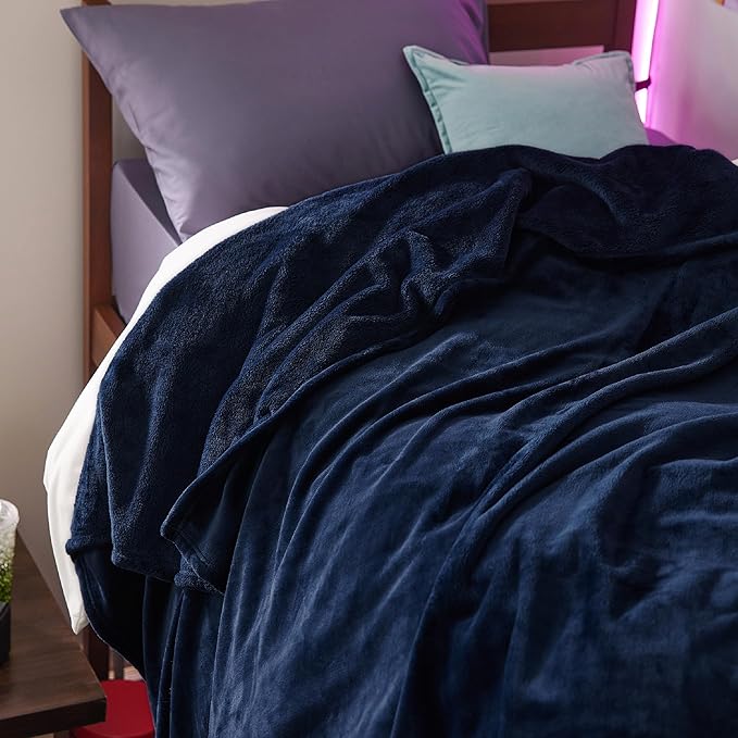 Bedsure Twin XL Fleece Blanket Dorm Bedding - Lightweight Soft Cozy Blankets for Bed, Sofa, Couch, Travel, Camping, Navy, 66"x90"-StrideForce Fitness