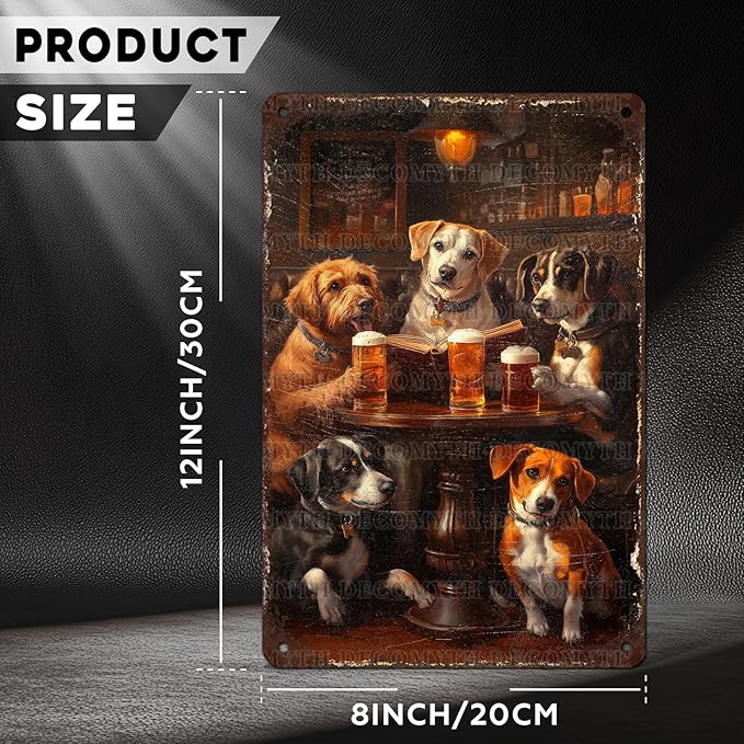 Vintage Dogs Tin Sign Retro Beer Metal Poster Funny Dog Lovers Wall Art Wall Decor for Kitchen Man Cave Shop Bar 12 * 8inch-StrideForce Fitness