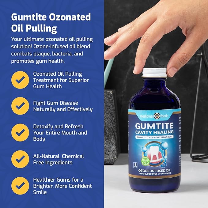 Medicinal Foods Gumtite Ozonated Mouthwash Oil | Natural Treatment for Gum Health | Oral Care | Gum Inflammation Relief | Plaque Prevention | Fight Bad Breath | Gum Repair & Dental Health