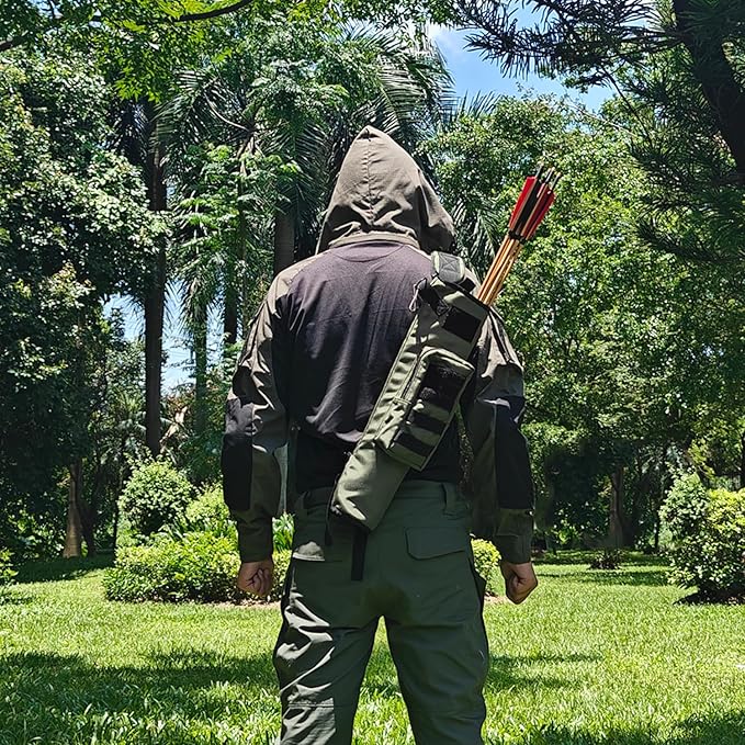 KRATARC Archery Lightweight Back Arrow Quiver Dual Use Foldable Compact Hip Arrows Bag with Molle System Pocket Hanged for Target Shooting Hunting-StrideForce Fitness