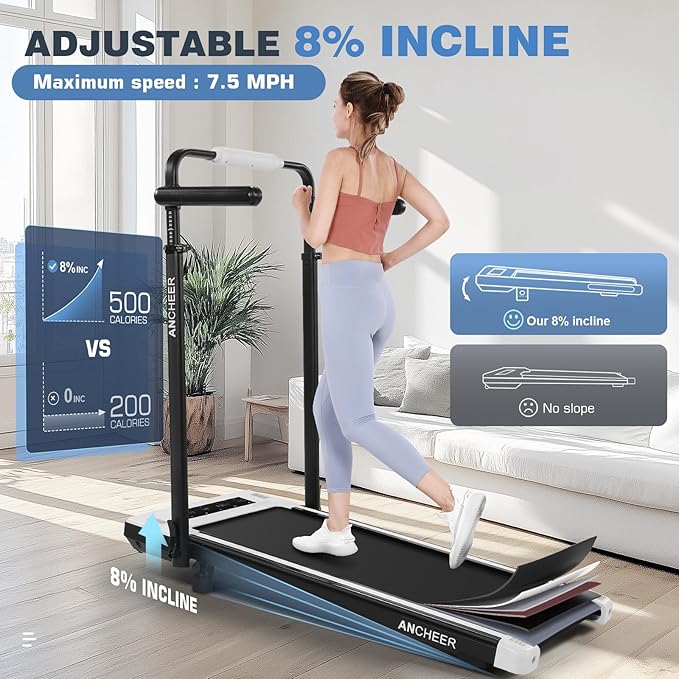 ANCHEER Walking Pad Treadmill with 12% Incline&Adjustable Height, 4 in 1 Under Desk Treadmills with Desk Workstation, Foldable Treadmill for Home 300lb,3 Type Control-StrideForce Fitness