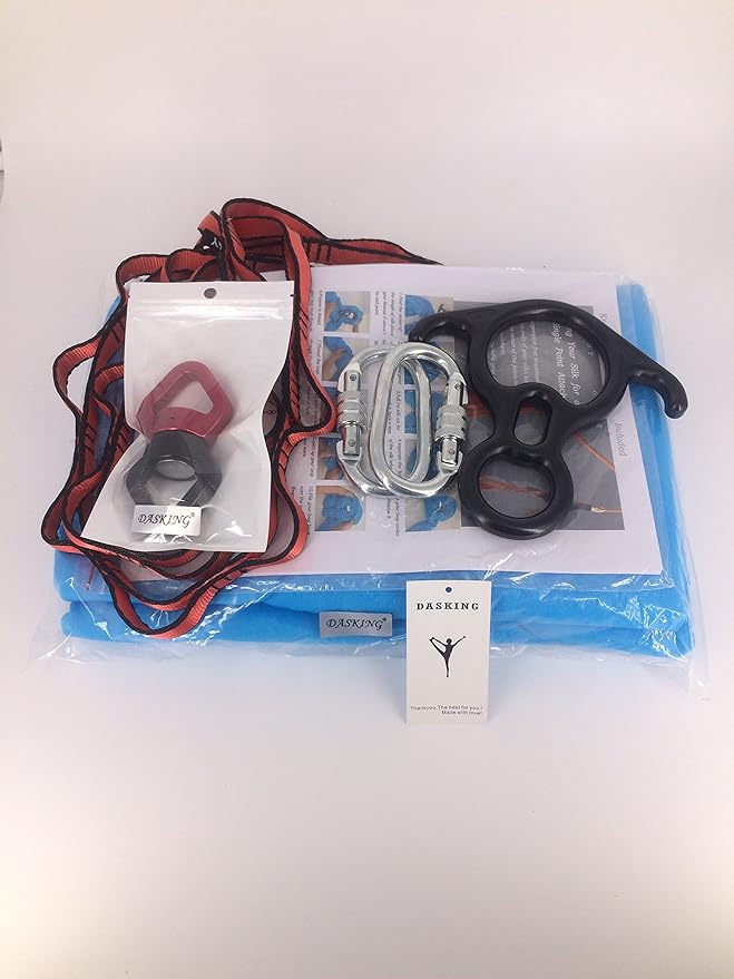 DASKING Aerial Silks Starter Kit - Durable 11Yards of Aerial Yoga Hammock with Hardware, Aerial Swing for Acrobatic Flying Yoga & All Levels (Aerial Rigging Point Up to 14ft)-StrideForce Fitness