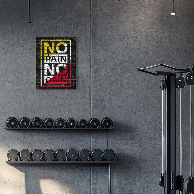 Gym Quotes Wall Art,Inspirational Workout Wall Decor,No Pain No Gain Canvas Wall Art for Home Gym Exercise Fitness Room-StrideForce Fitness