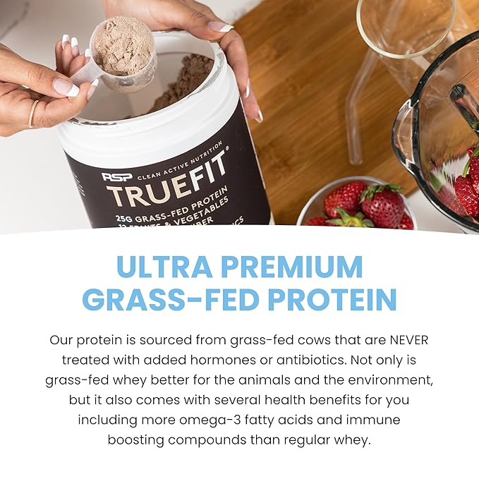 TrueFit Gut Healthy Protein Powder, Grass-Fed Whey Meal Replacement Shake with Prebiotics, Probiotics, & Organic Superfoods, Keto, Gluten Free 1.85 lbs-StrideForce Fitness