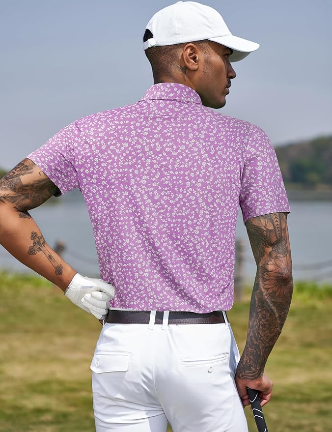 TAPULCO Mens Quick Dry Polo Shirts Camouflage Pattern Performance Athletic Lightweight Breathable Casual Golf Tshirts-StrideForce Fitness