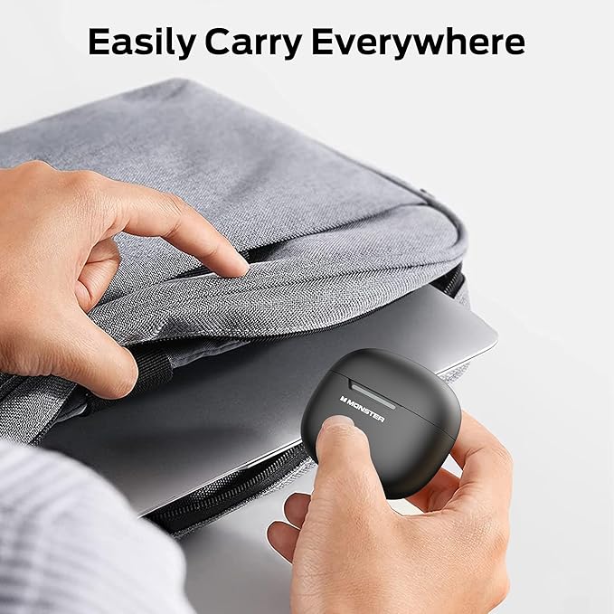 Monster N-Lite 208 Wireless Earbuds, Bluetooth Earbuds Touch Control, Bluetooth Headphones with 30H Playtime, Wireless Headphones Type-C Fast Charging, Clear Call, Comfortable Fit for Running-StrideForce Fitness