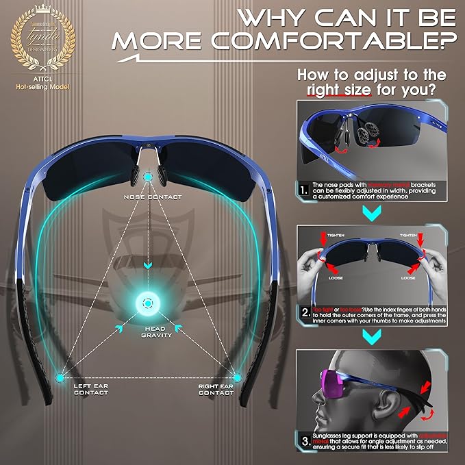 ATTCL Men's Sports Polarized Sunglasses Men for Driving running Fishing Golf - UV Protection Sun glasses Metal Frame-StrideForce Fitness