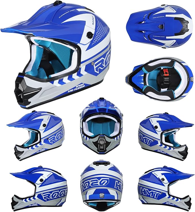 Youth Dirt Bike Helmet DOT Certified - Full Face Motorcycle Helmet for Off-Road, ATV, Street Riding, Includes Adjustable Goggles & Protective Gloves-StrideForce Fitness