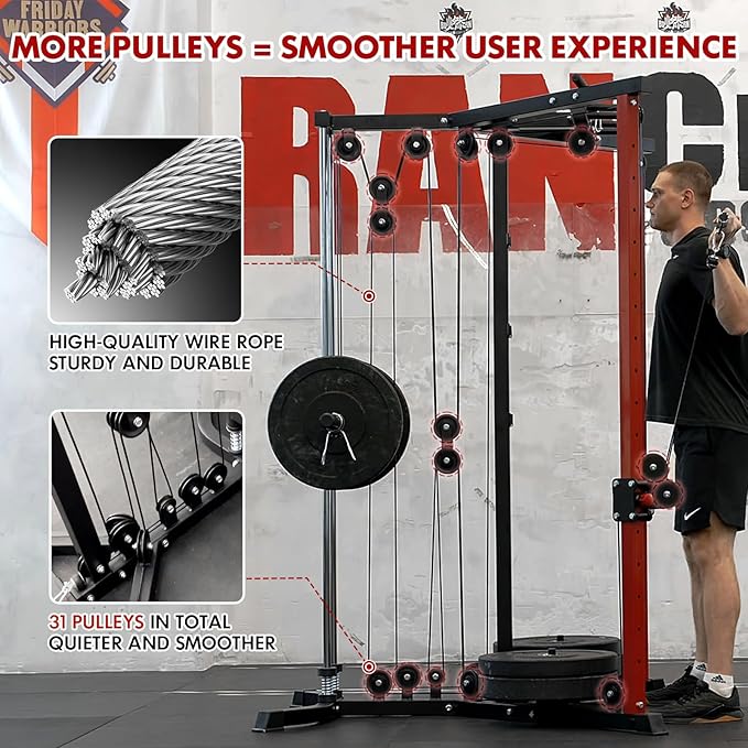 Mikolo Cable Crossover Machine, Functional Trainer with 17 Adjustable Positions, Home Gym Equipment with High and Low Pulley System for LAT Pulldowns and Seated Cable Row, Cable Fly Machine-StrideForce Fitness