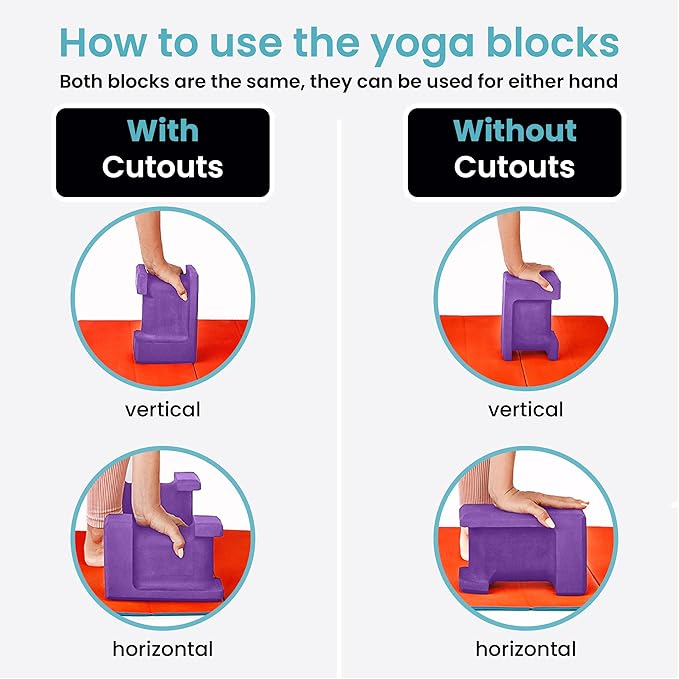 Ergo Yoga Blocks, Relieve Wrist Pain, Improve Comfort and Grip, Contoured Design, Pilates Exercise Balance & Stretching-StrideForce Fitness