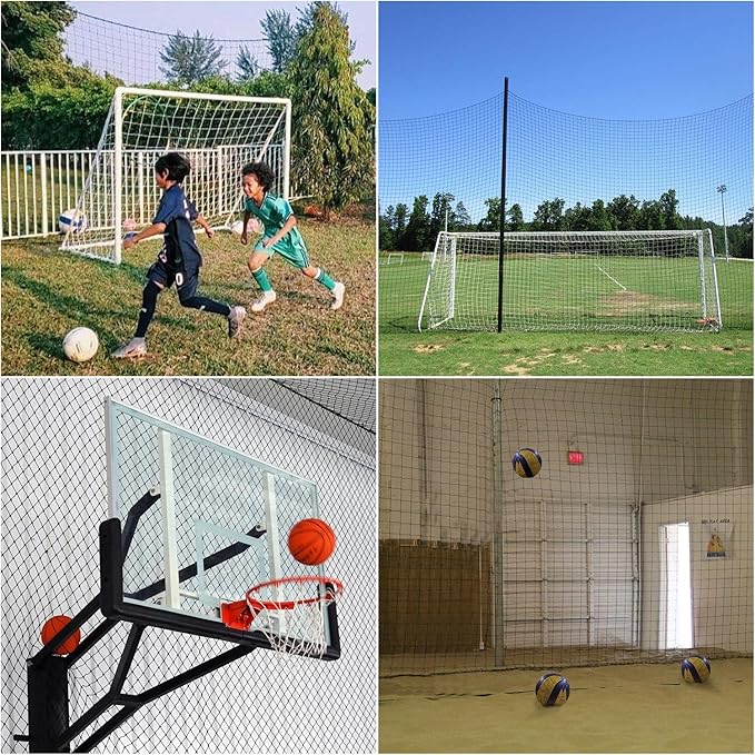 Soccer Backstop Net, High Impact Barrier Net, Nylon Practice Sports Netting 10x20ft/10x30ft/10x40ft (Installation Rope Included)-StrideForce Fitness