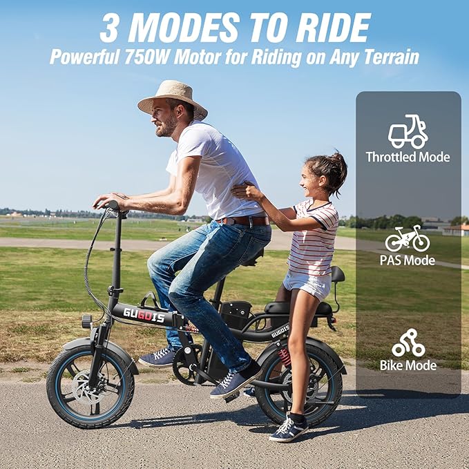 2 Seater Electric Bike for Adults,Mini Bike 500/750 Motor,28MPH,48V/15AH Removable Battery,25-30Miles 16" Fat Tire Commuter Ebike,Full Suspension Foldable Electric Bicycles for Adults Teens-StrideForce Fitness