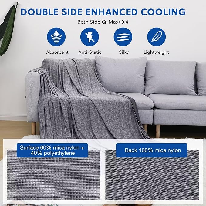 HOMFINE Cooling Blankets for Hot Sleepers - Summer Blanket Thin Lightweight Breathable Soft Double Side Enhanced Cooling for Bed Couch Sofa, Keep Cool for Night Sweats (Black, 108 x 90 inches)-StrideForce Fitness