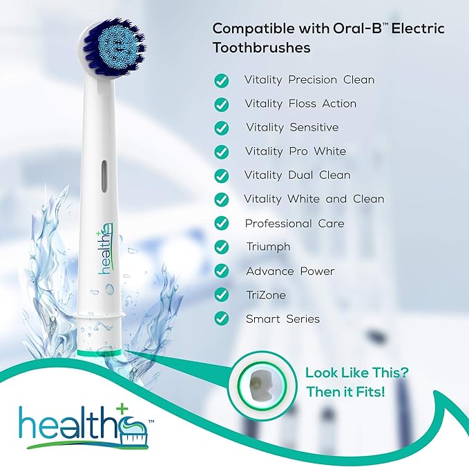 Compatible with Oral-B Electric Toothbrush Sensitive Replacement Head Generic - 8-Pack | Gentle-Action Tooth Brush Heads with Dupont Bristles | Sensitive Gums & Teeth & Gentle Whitening Action | Braun