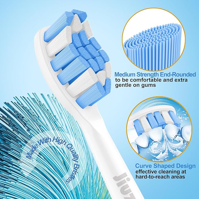 Replacement Toothbrush Heads Compatible with Philips Sonicare, Brush Heads for Sonicare C2 Plaque Control Protective Clean 4100 5100 6100 Electric Toothbrush Blue, 10-Pack