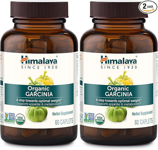 Himalaya Organic Garcinia Cambogia Herbal Supplement, Appetite Support, Lipid Metabolism, Weight Support, USDA Organic, Non-GMO, Vegan, 600 mg, 60 Plant-Based Caplets, 2 Pack-StrideForce Fitness