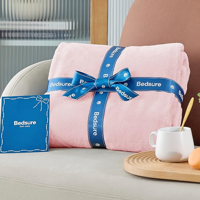Bedsure Pink Fleece Blanket - 300GSM Soft Lightweight Plush Cozy Blankets for Bed, Sofa, Couch, Travel, Camping, 50x70 inches-StrideForce Fitness