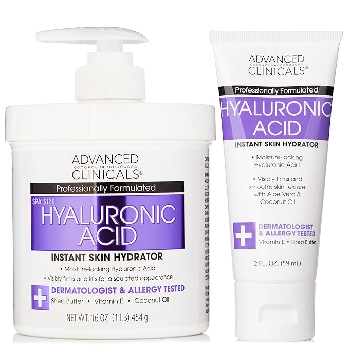 Advanced Clinicals Hyaluronic Acid Moisturizer Body Cream W/Vitamin E | Hydrating Cream & Body Lotion For Women & Men To Help Improve Look of Wrinkles, Dry Skin, Crepey Looking Skin, W/Travel Size-StrideForce Fitness