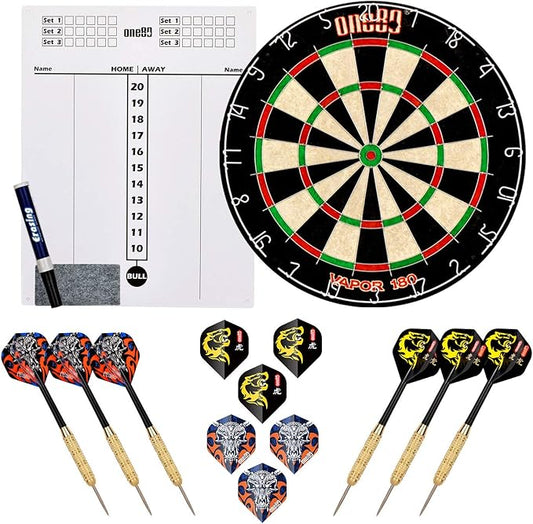 Vapor 180 Bristle Dartboard Staple Free Bullseye Steeltip Darts Extra Flights-StrideForce Fitness