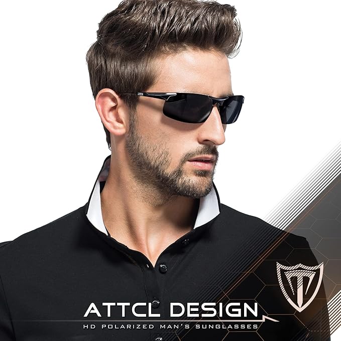 ATTCL Men's Sports Polarized Sunglasses Men for Driving running Fishing Golf - UV Protection Sun glasses Metal Frame-StrideForce Fitness