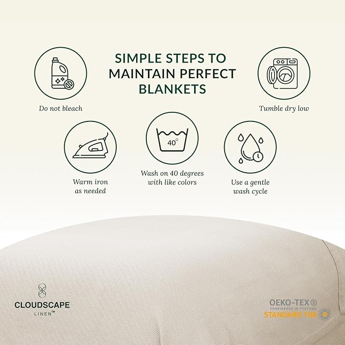 Cloud Scape Linen Herringbone Cotton Throw Blanket for Couch, Bed,Sofa, Home Decor, Soft, Lightweight, All-Season Bed Blanket, 50 x 70, Ivory-StrideForce Fitness