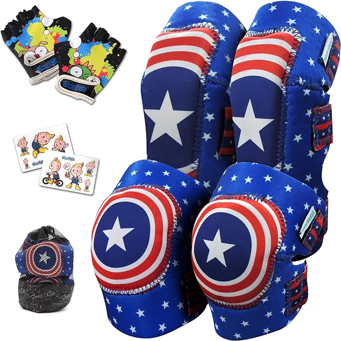 Soft-Style Kids Knee and Elbow Pads with Bike Gloves, Flexible Impact-Resistant Gear for Ages 2-11, Designed for Balance Bikes, Roller-Skating, and Skateboarding-StrideForce Fitness