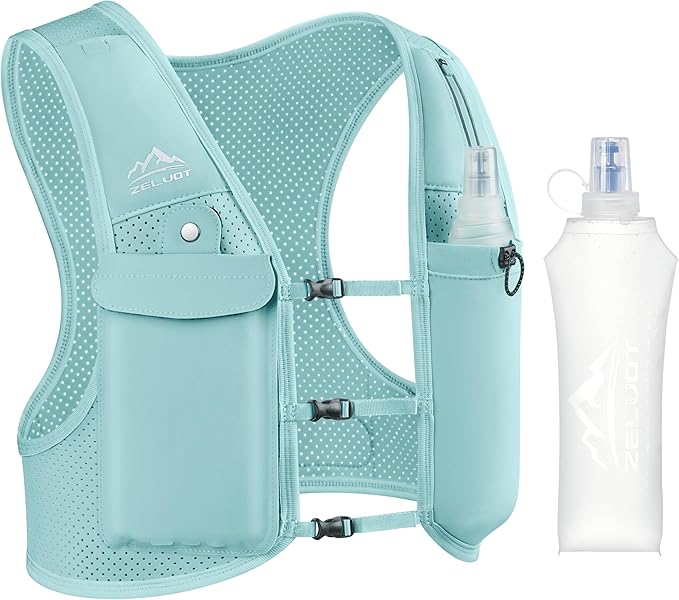 Running Vest for Women Men, USA Original Patent, Adjustable Chest Straps Running Hydration Vest with 500ml Soft Flask, Lightweight Reflective Hydration Backpack for Marathon-StrideForce Fitness