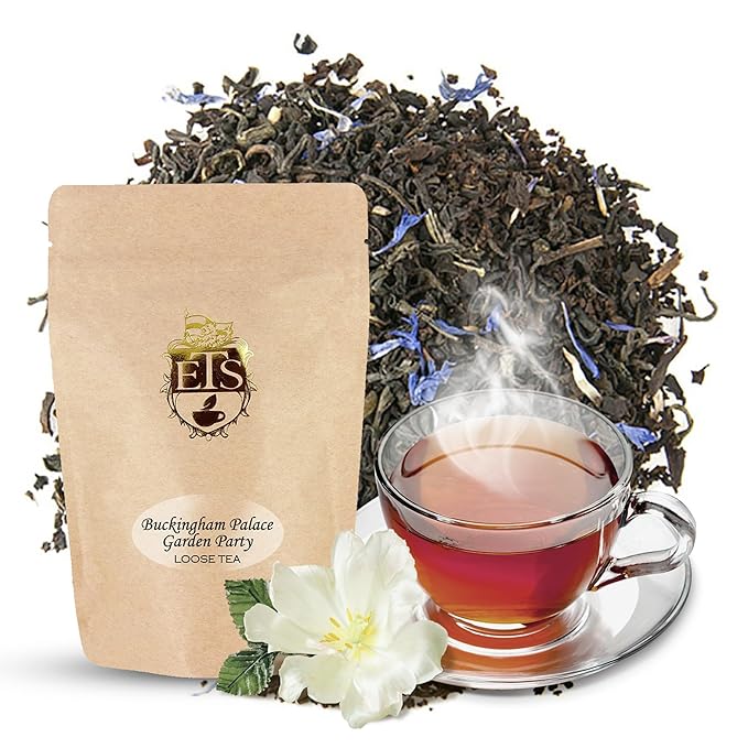 English Tea Store Buckingham Palace Garden Party Tea - 4oz | Loose Leaf Black Tea with Earl Grey and Jasmine Notes | British Royal-Inspired Afternoon Blend | Medium Body Floral Flavor-StrideForce Fitness