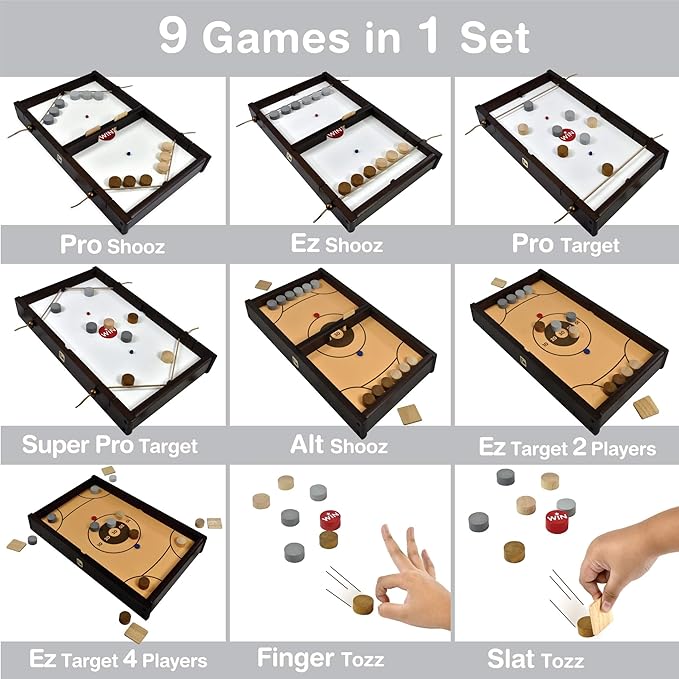 Big Shooz n TOZZ : Wooden Multi Tabletop Indoor Portable Board Games for Kids and Family-StrideForce Fitness