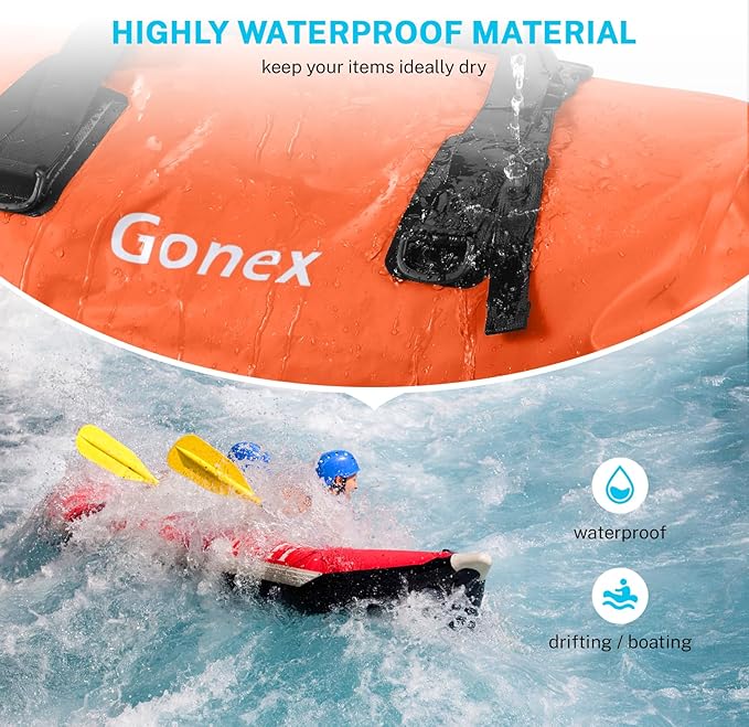 Gonex 40L 60L 80L Extra Large Waterproof Duffle Travel Dry Duffel Bag Heavy Duty Bag with Durable Straps & Handles for Kayaking Paddleboarding Boating Rafting Fishing-StrideForce Fitness