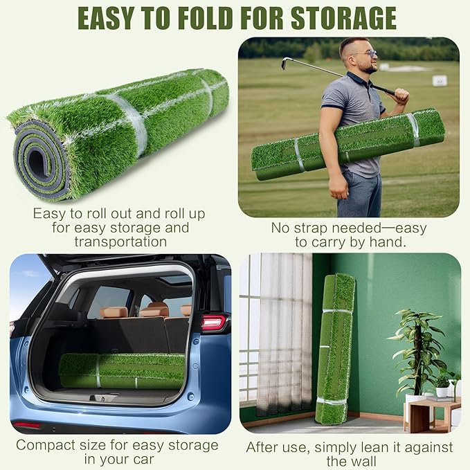 SIOTMERA 23x16IN & 5x4FT Golf Mat, Dual-Turf Golf Hitting Mat with High-Elasticity EVA Anti-Slip Bottom, Anti-Deformation,Reinforced Glue, Ideal for Swing,Chipping Practice,Indoor/Outdoor-StrideForce Fitness