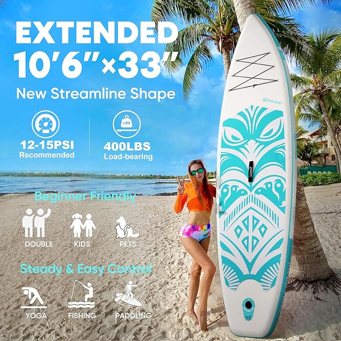 Inflatable Paddle Board,Stand Up Paddle Board Set, Extra Wide SUP Board with Removable Fin, Floating Paddle, Hand Pump, Waterproof Phone Pouch,Traveling Board-StrideForce Fitness