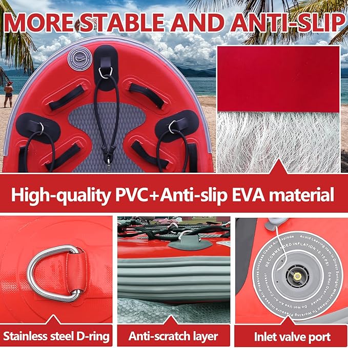 SAYOK Large Inflatable Sled Water Floating Mat Jet Ski Sled Board for Professional Emergency Rescue, Big Wave Surfing-StrideForce Fitness