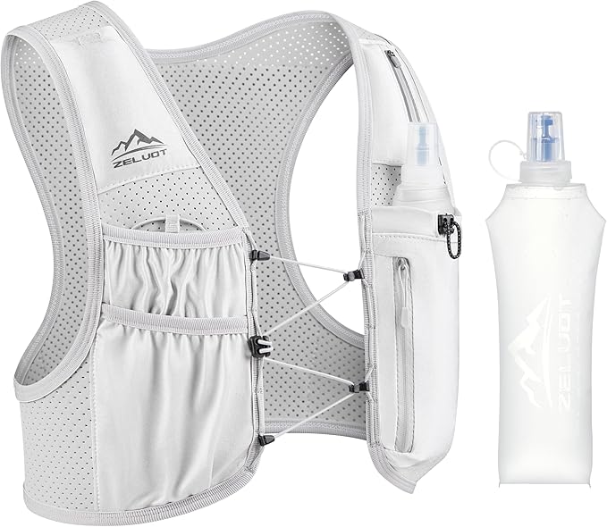 Running Vest for Women Men, USA Original Patent, Adjustable Chest Straps Running Hydration Vest with 500ml Soft Flask, Lightweight Reflective Hydration Backpack for Hiking Marathon-StrideForce Fitness