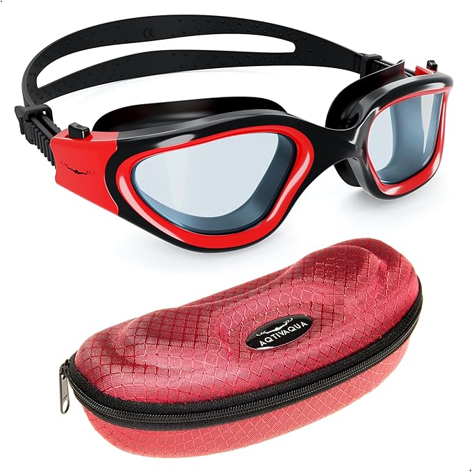 AqtivAqua Swimming Goggles, DX Wide View Swim Goggles for Adult Men Women, Anti Fog No Leaking-StrideForce Fitness