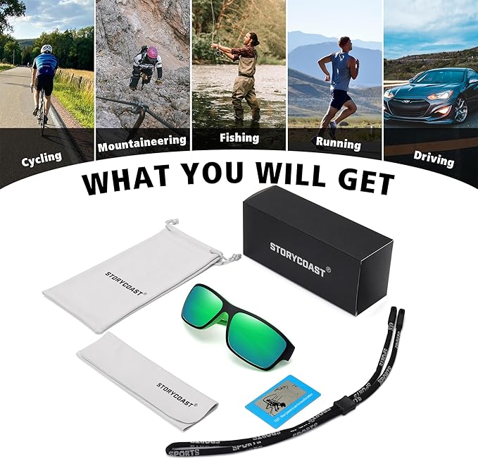 STORYCOAST Polarized Sports Sunglasses for Men Women Unbreakable Frame Cycling Fishing Driving-StrideForce Fitness